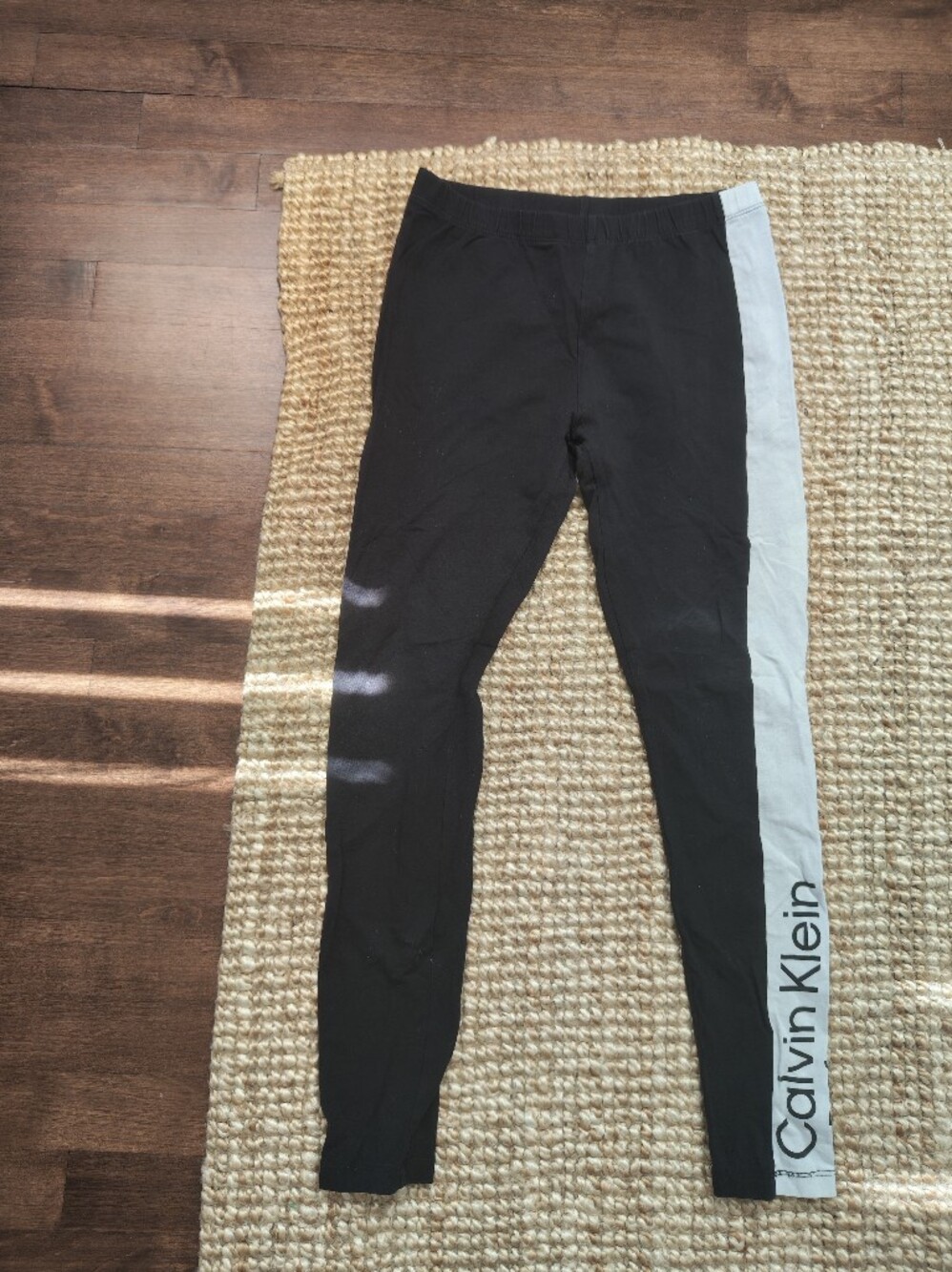 Calvin Klein Performance Black Leggings with White Logo Stripe